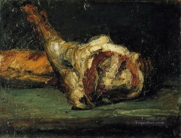 Paul Cezanne Painting - Still Life Bread and Leg of Lamb Paul Cezanne